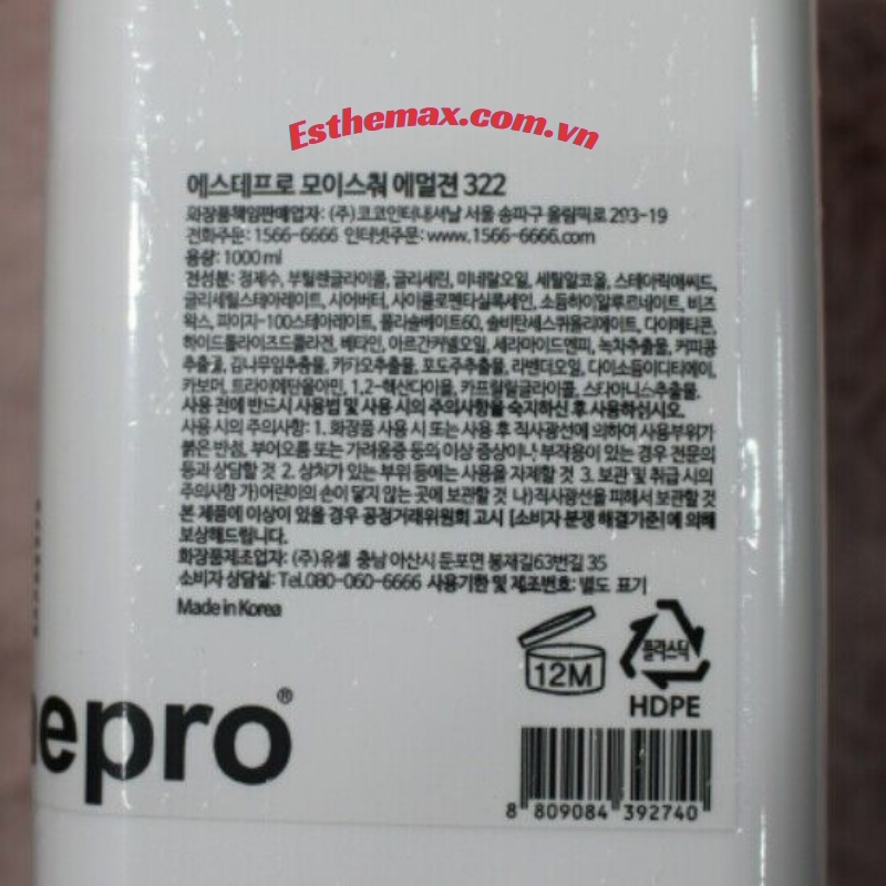 Thành phần chính trong  Esthepro Moisture Emulsion