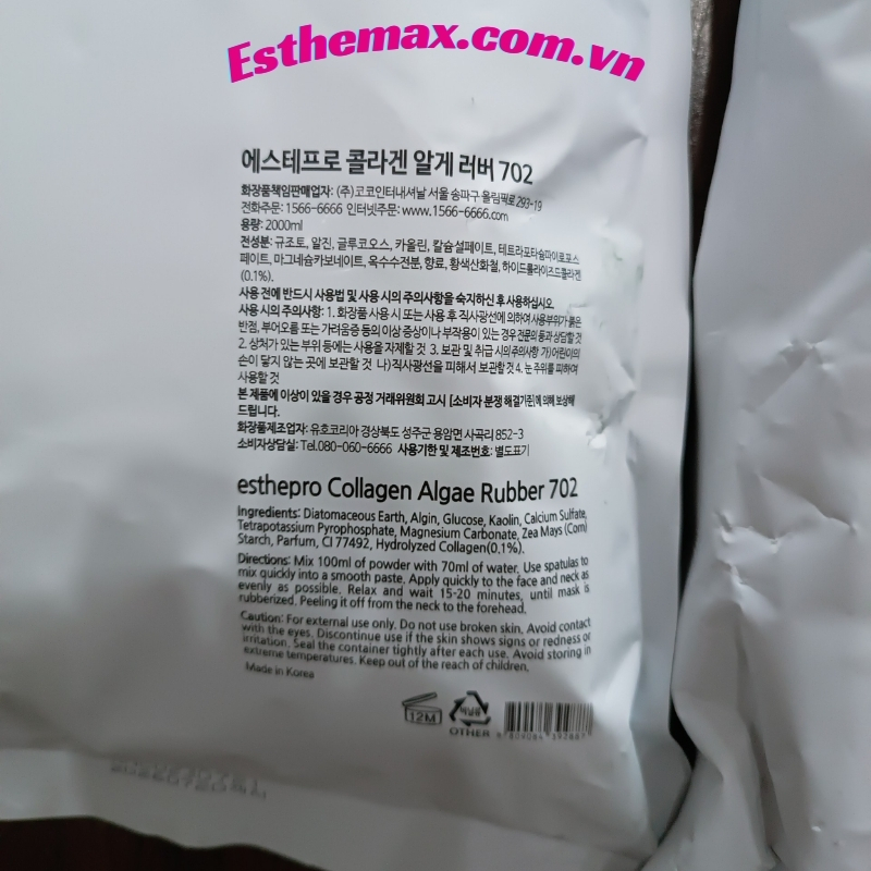 Thành phần trong Esthemax Collagen Rubber Mask